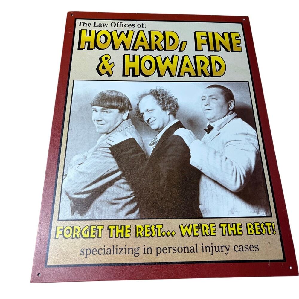 Vintage The Three Stooges Metal Tin Sign (16x 12 inches)